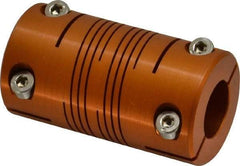 Lovejoy - 5/8" Max Bore Diam, Flexible Clamp Hub Coupling - 1-1/4" OD, 2-1/4" OAL, Anodized Aluminum - Apex Tool & Supply