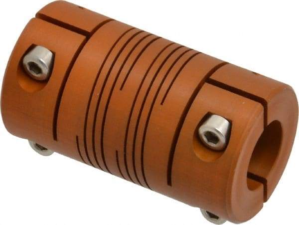 Lovejoy - 5/8" Max Bore Diam, Flexible Clamp Hub Coupling - 1-1/4" OD, 2-1/4" OAL, Anodized Aluminum - Apex Tool & Supply
