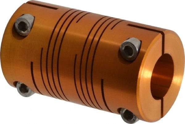 Lovejoy - 3/4" Max Bore Diam, Flexible Clamp Hub Coupling - 1-1/2" OD, 2.63" OAL, Anodized Aluminum - Apex Tool & Supply