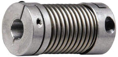 Lovejoy - 1/2" Max Bore Diam, Flexible Bellows Clamp Coupling - 1.28" OD, 1.614" OAL, Aluminum Hub with Stainless Steel Bellows - Apex Tool & Supply