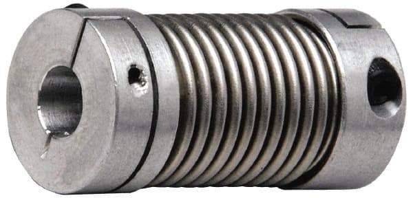 Lovejoy - 1" Max Bore Diam, Flexible Bellows Clamp Coupling - 1.77" OD, 2.48" OAL, Aluminum Hub with Stainless Steel Bellows - Apex Tool & Supply