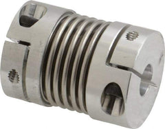 Lovejoy - 1/4" Max Bore Diam, Flexible Bellows Clamp Coupling - 0.984" OD, 1.023" OAL, Aluminum Hub with Stainless Steel Bellows - Apex Tool & Supply