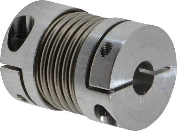 Lovejoy - 1/4" Max Bore Diam, Flexible Bellows Clamp Coupling - 0.984" OD, 1.023" OAL, Aluminum Hub with Stainless Steel Bellows - Apex Tool & Supply