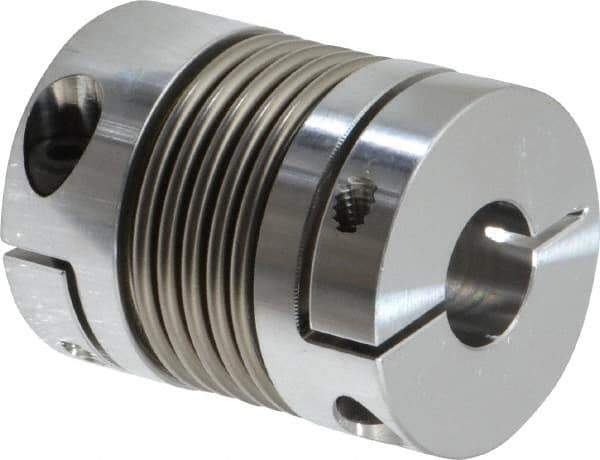 Lovejoy - 1/2" Max Bore Diam, Flexible Bellows Clamp Coupling - 1.28" OD, 1.614" OAL, Aluminum Hub with Stainless Steel Bellows - Apex Tool & Supply