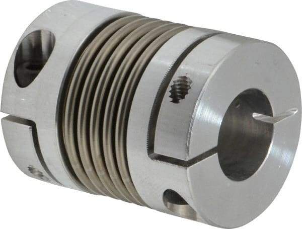 Lovejoy - 5/8" Max Bore Diam, Flexible Bellows Clamp Coupling - 1.28" OD, 1.614" OAL, Aluminum Hub with Stainless Steel Bellows - Apex Tool & Supply