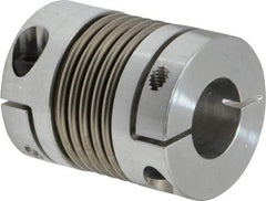 Lovejoy - 5/8" Max Bore Diam, Flexible Bellows Clamp Coupling - 1.28" OD, 1.614" OAL, Aluminum Hub with Stainless Steel Bellows - Apex Tool & Supply