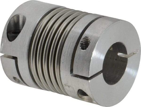 Lovejoy - 5/8" Max Bore Diam, Flexible Bellows Clamp Coupling - 1.28" OD, 1.614" OAL, Aluminum Hub with Stainless Steel Bellows - Apex Tool & Supply