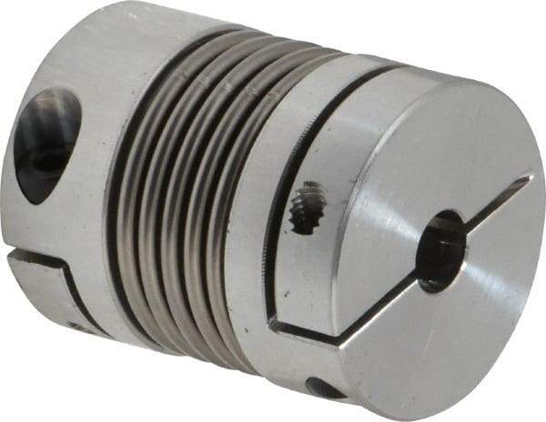 Lovejoy - 5/16" Max Bore Diam, Flexible Bellows Clamp Coupling - 1.28" OD, 1.614" OAL, Aluminum Hub with Stainless Steel Bellows - Apex Tool & Supply