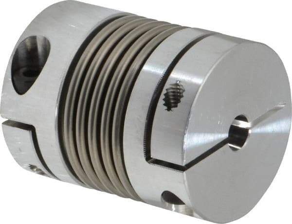 Lovejoy - 1/4" Max Bore Diam, Flexible Bellows Clamp Coupling - 1.28" OD, 1.614" OAL, Aluminum Hub with Stainless Steel Bellows - Apex Tool & Supply