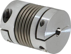Lovejoy - 1/4" Max Bore Diam, Flexible Bellows Clamp Coupling - 1.28" OD, 1.614" OAL, Aluminum Hub with Stainless Steel Bellows - Apex Tool & Supply