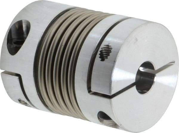 Lovejoy - 3/8" Max Bore Diam, Flexible Bellows Clamp Coupling - 1.28" OD, 1.614" OAL, Aluminum Hub with Stainless Steel Bellows - Apex Tool & Supply