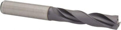 Kennametal - 7/16" 180° Spiral Flute Solid Carbide Screw Machine Drill Bit - TiAlN Finish, Right Hand Cut, 2-11/64" Flute Length, 102mm OAL, Flat-Bottom Point, Straight Shank, Through Coolant - Apex Tool & Supply