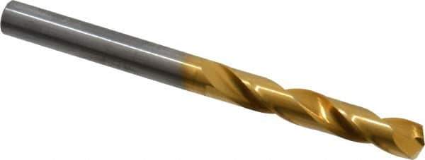 Guhring - Letter I 140° Solid Carbide Jobber Drill - TiN Finish, Right Hand Cut, Spiral Flute, Straight Shank, 83mm OAL, SU Point - Apex Tool & Supply