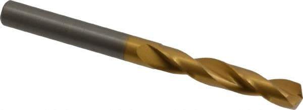 Guhring - 7.7mm 140° Solid Carbide Jobber Drill - TiN Finish, Right Hand Cut, Spiral Flute, Straight Shank, 90mm OAL, SU Point - Apex Tool & Supply
