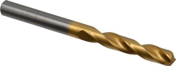 Guhring - 21/64" 140° Solid Carbide Jobber Drill - TiN Finish, Right Hand Cut, Spiral Flute, Straight Shank, 96mm OAL, SU Point - Apex Tool & Supply