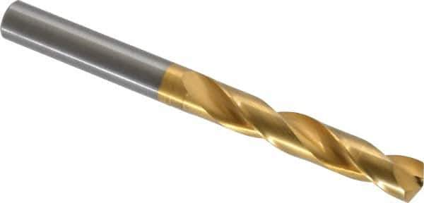 Guhring - 25/64" 140° Solid Carbide Jobber Drill - TiN Finish, Right Hand Cut, Spiral Flute, Straight Shank, 105mm OAL, SU Point - Apex Tool & Supply