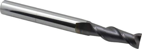 Accupro - 5/8", 2" LOC, 5/8" Shank Diam, 6" OAL, 2 Flute, Solid Carbide Square End Mill - Single End, AlTiN Finish, Spiral Flute, 40° Helix, Centercutting, Right Hand Cut, Right Hand Flute - Apex Tool & Supply