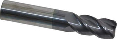 Accupro - 5/8", 4 Flute, Single End, Solid Carbide, 0.06" Corner Radius End Mill - 3-1/2" OAL, 40° Helix, Right Hand Flute, 1-1/4" LOC, Right Hand Cut - Apex Tool & Supply