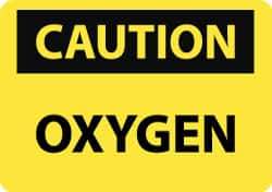 NMC - "Caution - Oxygen", 10" Long x 14" Wide, Pressure-Sensitive Vinyl Safety Sign - Rectangle, 0.004" Thick, Use for Hazardous Materials - Apex Tool & Supply
