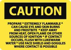 NMC - "Caution - Propane - Extremely Flammable - Can Cause Eye and Skin Burns and Frostbite", 10" Long x 14" Wide, Pressure-Sensitive Vinyl Safety Sign - Rectangle, 0.004" Thick, Use for Accident Prevention - Apex Tool & Supply