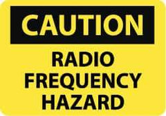NMC - "Caution - Radio Frequency Hazard", 10" Long x 14" Wide, Pressure-Sensitive Vinyl Safety Sign - Rectangle, 0.004" Thick, Use for Accident Prevention - Apex Tool & Supply