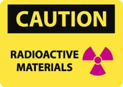 NMC - "Caution - Radioactive Materials", 10" Long x 14" Wide, Pressure-Sensitive Vinyl Safety Sign - Rectangle, 0.004" Thick, Use for Accident Prevention - Apex Tool & Supply