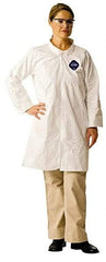Dupont - Size 4XL White Disposable Chemical Resistant Lab Coat - Tyvek, Snap Front, Open Cuff - Apex Tool & Supply