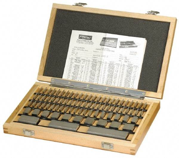 Fowler - 81 Piece, 0.05 to 4", Grade AS-1, Steel Gage Block Set - Square - Apex Tool & Supply
