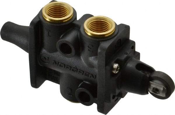 Norgren - 0.34 CV Rate, 1/8" NPT Inlet 3/2 Super Mechanical Valve - 1/8" NPT Inlet, Packed Spool Valve, Roller Actuator - Apex Tool & Supply