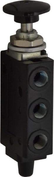 Norgren - 1/8" NPT Packed Spool Valve - Spring Activation, Button, Palm Black & 0.34 CV Rate - Apex Tool & Supply