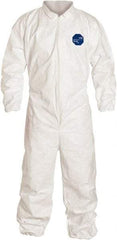 Dupont - Size M Film Laminate General Purpose Coveralls - White, Zipper Closure, Elastic Cuffs, Elastic Ankles, Serged Seams - Apex Tool & Supply
