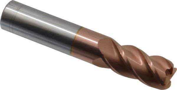 Accupro - 5/8", 4 Flute, Single End, Solid Carbide, 0.09" Corner Radius End Mill - 3-1/2" OAL, 40° Helix, Right Hand Flute, 1-1/4" LOC, Right Hand Cut - Apex Tool & Supply
