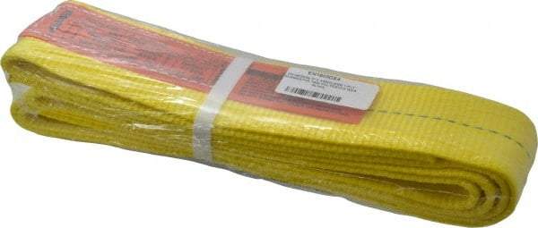 Lift-All - 4' Long x 3" Wide, 8,600 Lb Vertical Capacity, 1 Ply, Polyester Web Sling - 6,900 Lb Choker Capacity, Yellow - Apex Tool & Supply