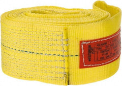 Lift-All - 8' Long x 4" Wide, 11,500 Lb Vertical Capacity, 1 Ply, Polyester Web Sling - 9,200 Lb Choker Capacity, Yellow - Apex Tool & Supply