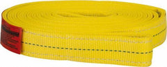 Lift-All - 10' Long x 2" Wide, 12,200 Lb Vertical Capacity, 2 Ply, Polyester Web Sling - 9,800 Lb Choker Capacity, Yellow - Apex Tool & Supply