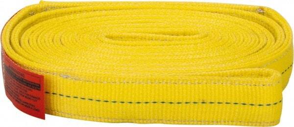 Lift-All - 12' Long x 2" Wide, 12,200 Lb Vertical Capacity, 2 Ply, Polyester Web Sling - 9,800 Lb Choker Capacity, Yellow - Apex Tool & Supply