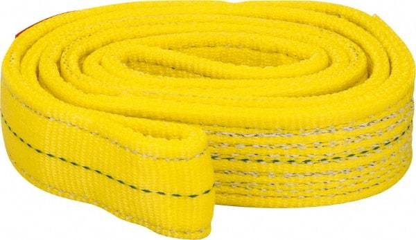 Lift-All - 4' Long x 2" Wide, 12,200 Lb Vertical Capacity, 2 Ply, Polyester Web Sling - 9,800 Lb Choker Capacity, Yellow - Apex Tool & Supply