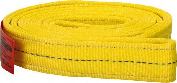 Lift-All - 6' Long x 2" Wide, 12,200 Lb Vertical Capacity, 2 Ply, Polyester Web Sling - 9,800 Lb Choker Capacity, Yellow - Apex Tool & Supply