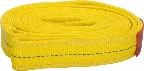Lift-All - 8' Long x 2" Wide, 12,200 Lb Vertical Capacity, 2 Ply, Polyester Web Sling - 9,800 Lb Choker Capacity, Yellow - Apex Tool & Supply