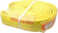Lift-All - 10' Long x 3" Wide, 16,300 Lb Vertical Capacity, 2 Ply, Polyester Web Sling - 13,000 Lb Choker Capacity, Yellow - Apex Tool & Supply