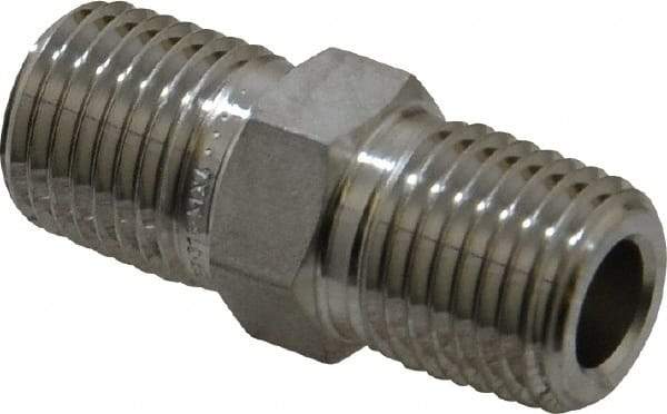 Ham-Let - 1/4" Grade 316 Stainless Steel Pipe Hex Nipple - MNPT End Connections, 7,500 psi - Apex Tool & Supply