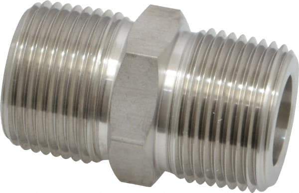Ham-Let - 3/4" Grade 316 Stainless Steel Pipe Hex Nipple - MNPT End Connections, 6,800 psi - Apex Tool & Supply