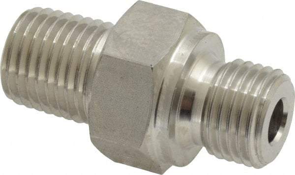 Ham-Let - 1/4" Grade 316 Stainless Steel Pipe Hex Nipple - MNPT x MBSPP End Connections, 7,500 psi - Apex Tool & Supply