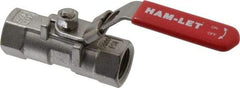 Ham-Let - 3/8" Pipe, FBSPP x FBSPP End Connections, Stainless Steel, Inline, Two Way Flow, Instrumentation Ball Valve - 2,000 psi WOG Rating, Locking Lever Handle, Reinforced PTFE Seal, Reinforced PTFE Seat - Apex Tool & Supply