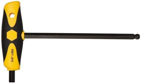 Wiha - 3/8" Hex, T-Handle Cushion Grip, Ball End Hex Key - 7-29/32" OAL, Inch System of Measurement - Apex Tool & Supply