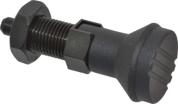 Gibraltar - M16x1.5, 23mm Thread Length, 8mm Plunger Diam, Lockout Knob Handle Indexing Plunger - Plunger Style D, 26mm Body Length, 74mm OAL, Steel - Apex Tool & Supply