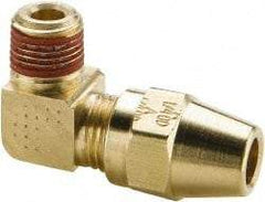 Parker - 1/2" OD, Brass Male Elbow - 400 Max Working psi, -65 to 250°F, Comp x Male NPTF Ends - Apex Tool & Supply