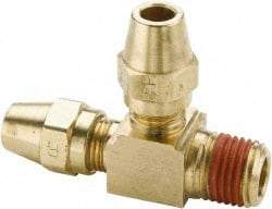 Parker - 3/8" OD, Brass Male Run Tee - 400 Max Working psi, -65 to 250°F, Comp x MNPT x Comp Ends - Apex Tool & Supply