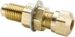 Parker - 3/8" OD, Brass Bulkhead Union - 150 Max Working psi, -40 to 200°F, Comp x Comp Ends - Apex Tool & Supply