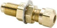 Parker - 3/8" OD, Brass Bulkhead Union - 150 Max Working psi, -40 to 200°F, Comp x Comp Ends - Apex Tool & Supply